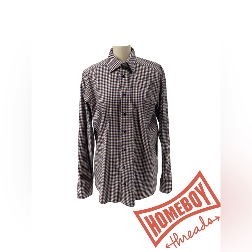 Eton Men's Multicolor Checkered Button Down Shirt
